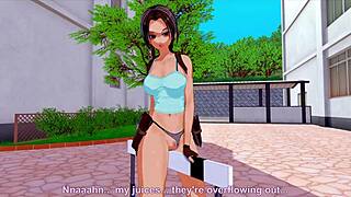 3D animated manga style porn with Lara’s big boobs