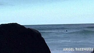 Angel Takemura shows off her big ass to surfers