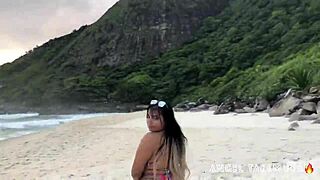 Angel Takemura shows off her big ass to surfers