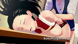 Cartoon hentai with a footjob and a hero in academia