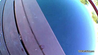 Big breasted brunette gets rough sex by the pool in hot weather
