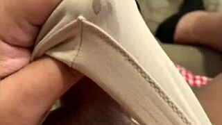 Tscoco2016 crossdresser enjoying solo play with a sock-covered cock