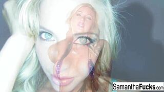 Solo set with blonde beauty Samantha showing off her assets