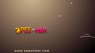 European raven-haired girl gets all holes filled with pee