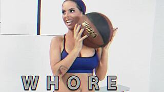 Petite blonde gets her holes pounded in sports scene