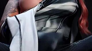 Beautiful shemale with great body and tattoos having a squirting orgasm