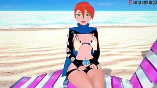 See through bikini-clad Yae Miko in beach sex scenes