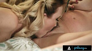 Blonde bombshell gets passionate alien-themed sex from wife