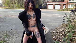 Lucy Ravenblood's public masturbation and urination act in a park