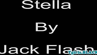 Black transsexual beauty alone in pleasurable exhibition
