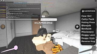 Big black cock gets boobjob in roblox game