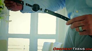 Interracial punishment of a bound teen in the garage