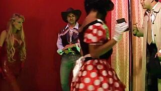Black and Sara are solo masturbators in a hardcore group scene