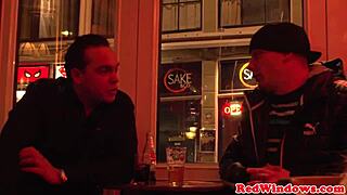 A Amsterdam prostitute sucks on her client’s warm semen