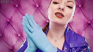 Arya Grander's ASMR video in blue nitrile gloves