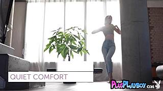 Blonde teen Lana Lane undressing reveals her natural assets