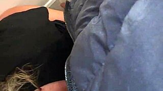 Big black cock gets a bathroom blowjob