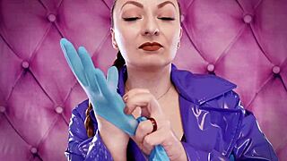 Arya Grander's ASMR video in blue nitrile gloves