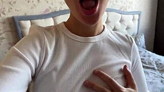 Big natural tits and a big cock for a hot brunette