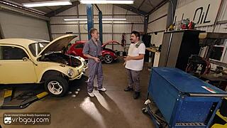 Gay mechanic gets nailed in every hole before boss arrives