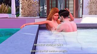 3D animated hentai with a love story in a hot tub