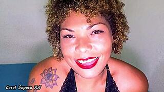 Brunette gets a lot of cum on her face in this porn video