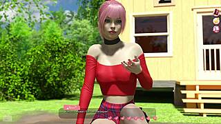 Outdoor anime adventure with hot girls in bikinis and big tits