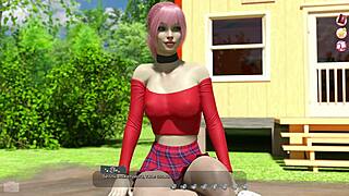 Outdoor anime adventure with hot girls in bikinis and big tits