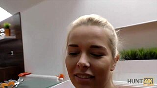 Czech slut Hunt4k gives a blowjob in front of her boyfriend