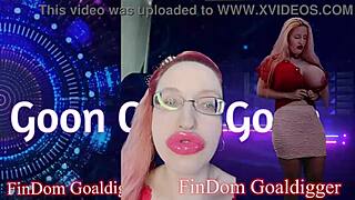 Goddess with glasses in pink lip gloss JOI BDSM service