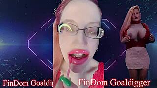 Goddess with glasses in pink lip gloss JOI BDSM service