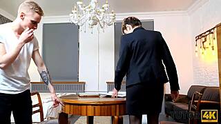 Stocking clad MILF seduces her young tutor in class