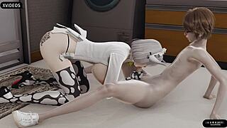 3D video of hot college girl in pantyhose getting a creampie