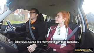 Ella Hughes is a redhead and she gives a good blowjob with a happy ending