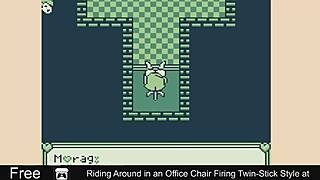 Playing a video game with a female protagonist who uses an office chair to attack enemies in a twin-stick style