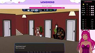 Vtuber Lewdneko in a spicy scene from Harem Hotel episode 30
