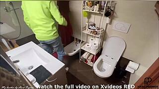 A young man caught in the act of masturbation in the shower
