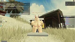Teen skinny blonde gets missionary sex in Roblox game