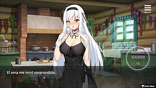 Play a naked witch in a dating game with animated hentai