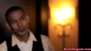 Beautiful woman in stockings gets missionary and doggy style sex