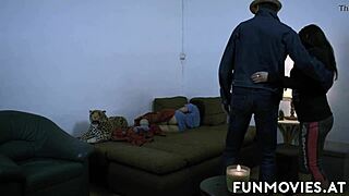 Big tits homemade brunette gets a hardcore group sex with her roommate