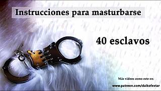 Jerk off instructions for a BDSM slave in Spanish