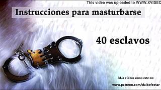 Jerk off instructions for a BDSM slave in Spanish
