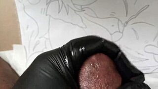 A man pleasuring himself to a comic of an overweight woman in anime form