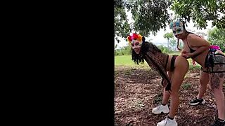 Amateur couple’s Halloween costume party ends in anal sex