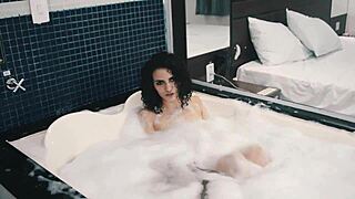 Petite teen enjoys solo session with her favorite dildo