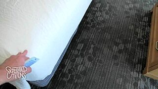 Freckled teen gets exploited in homemade porn video on sofa