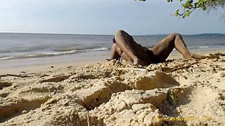 Big booty babe twerks on the sand