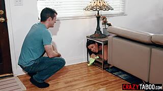 Big cocked babysitter Riley Jacobs gets stuck and fucked