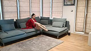 Solo girl shows off her moves and charms